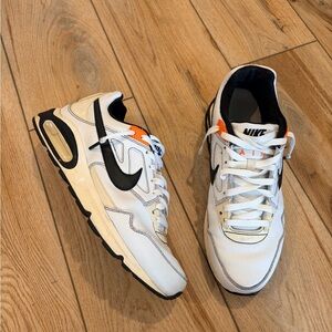 Nike Air Max White Sneakers with Black and Orange Highlights